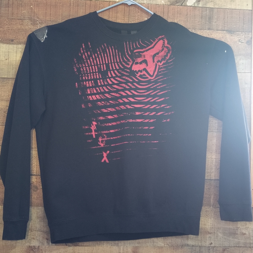 Fox Graphic Black and Red Crewneck Sweater
